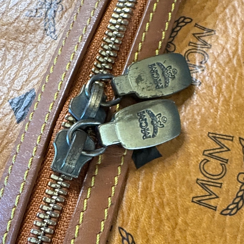 MCM Visetos Cognac Boston Bag with Princess Lion Charms - Picture 7 of 15